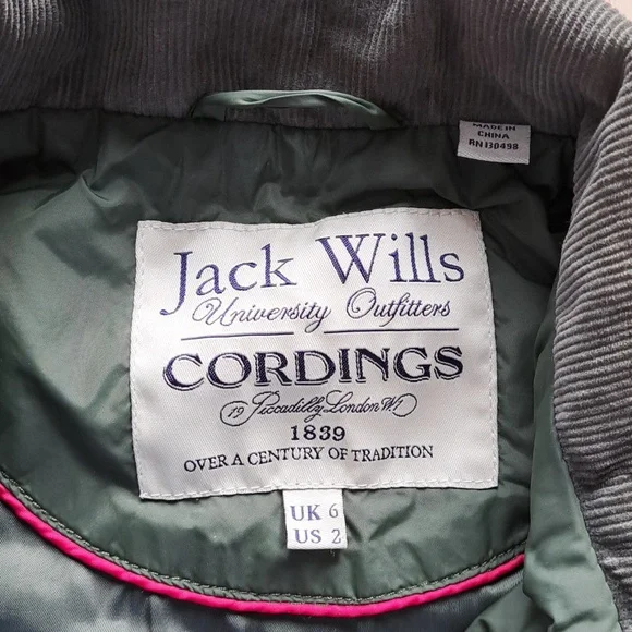 Jack Wills Cordings Quilted Barn Jacket Snap Zipper Elbow Patch Corduroy Collar - Picture 2 of 11